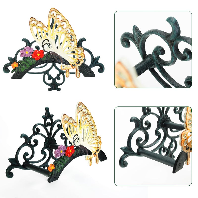 Sungmor Cast Iron Garden Hose Holder, Heavy Duty Wall Mounted Hose Hanger, Decorative Butterfly Water pipe Organizer, Hose Reel Rack for Outside, Garden Yard Decor - Image 4